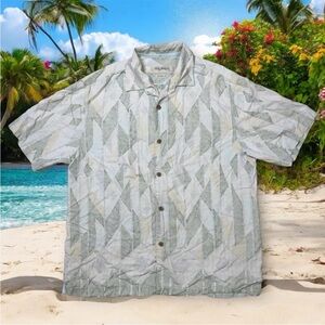 Tommy Bahama 100% Silk Shirt Mens Large Button Up Tropical Hawaiian Camp Shirt